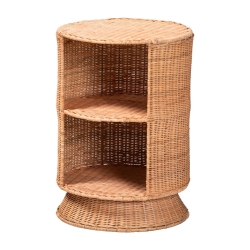 bali & pari Dorielle Natural Rattan End Table with Two Shelves